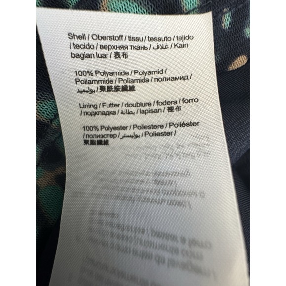 Vintage 90s ESPRIT Dress Turquoise & Navy Floral Women's Size Large Short Sleeve - Picture 6 of 8